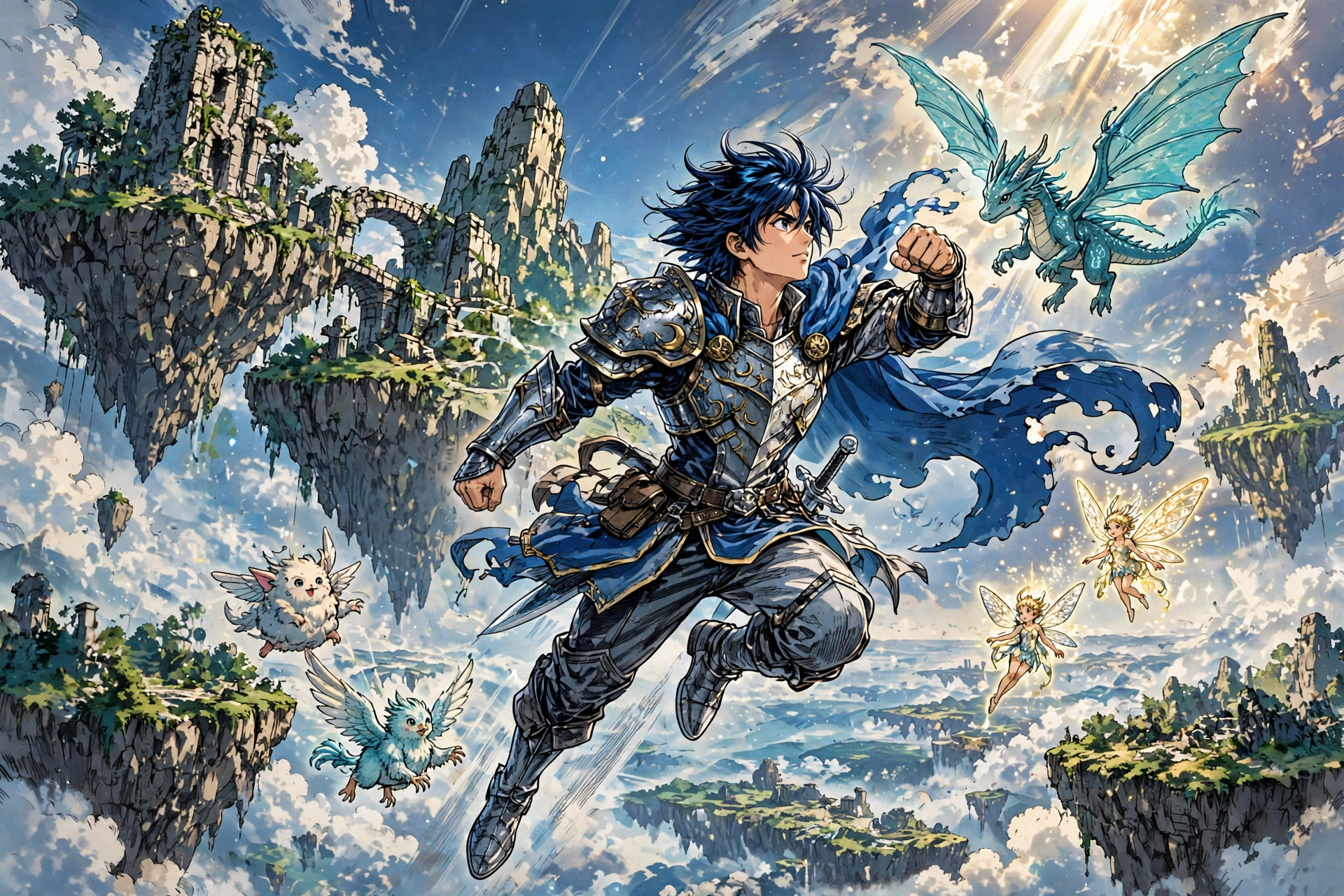 Fantasy manga-inspired editorial artwork