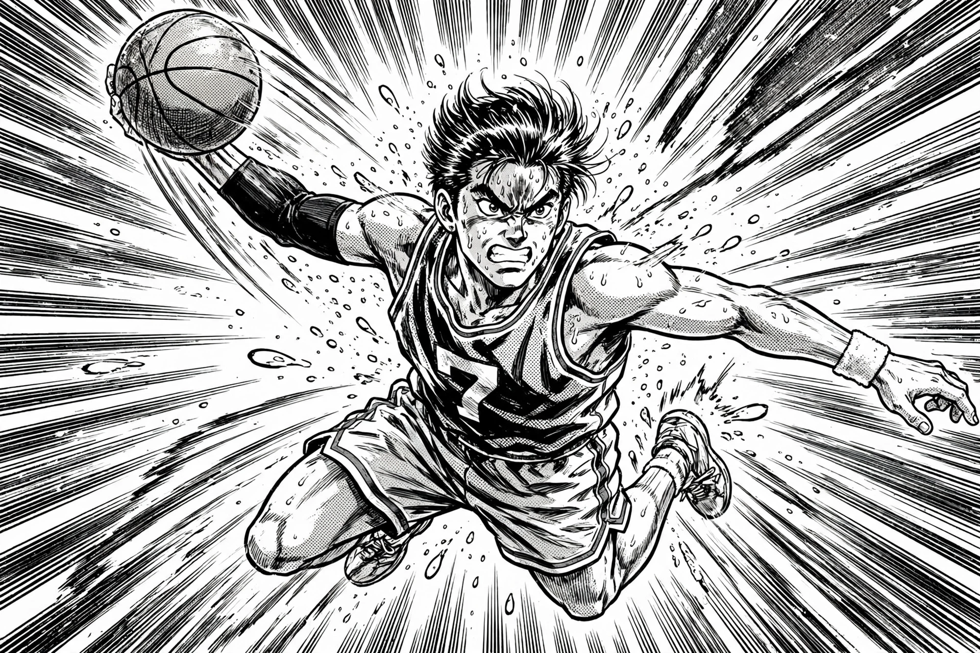 Sports manga-inspired editorial artwork